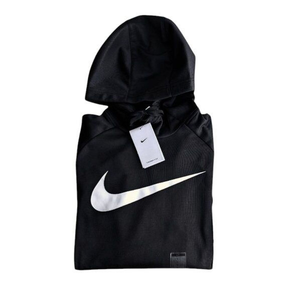Nike Big Swoosh Therma-Fit Hoodie Sweatshirt Black White Men's Sizes L XL NWT - Picture 4 of 5